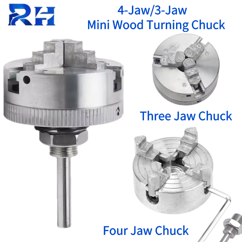 Woodworking Lathe Chuck - Mini Zinc Alloy 3-Jaw 4-Jaw Chuck