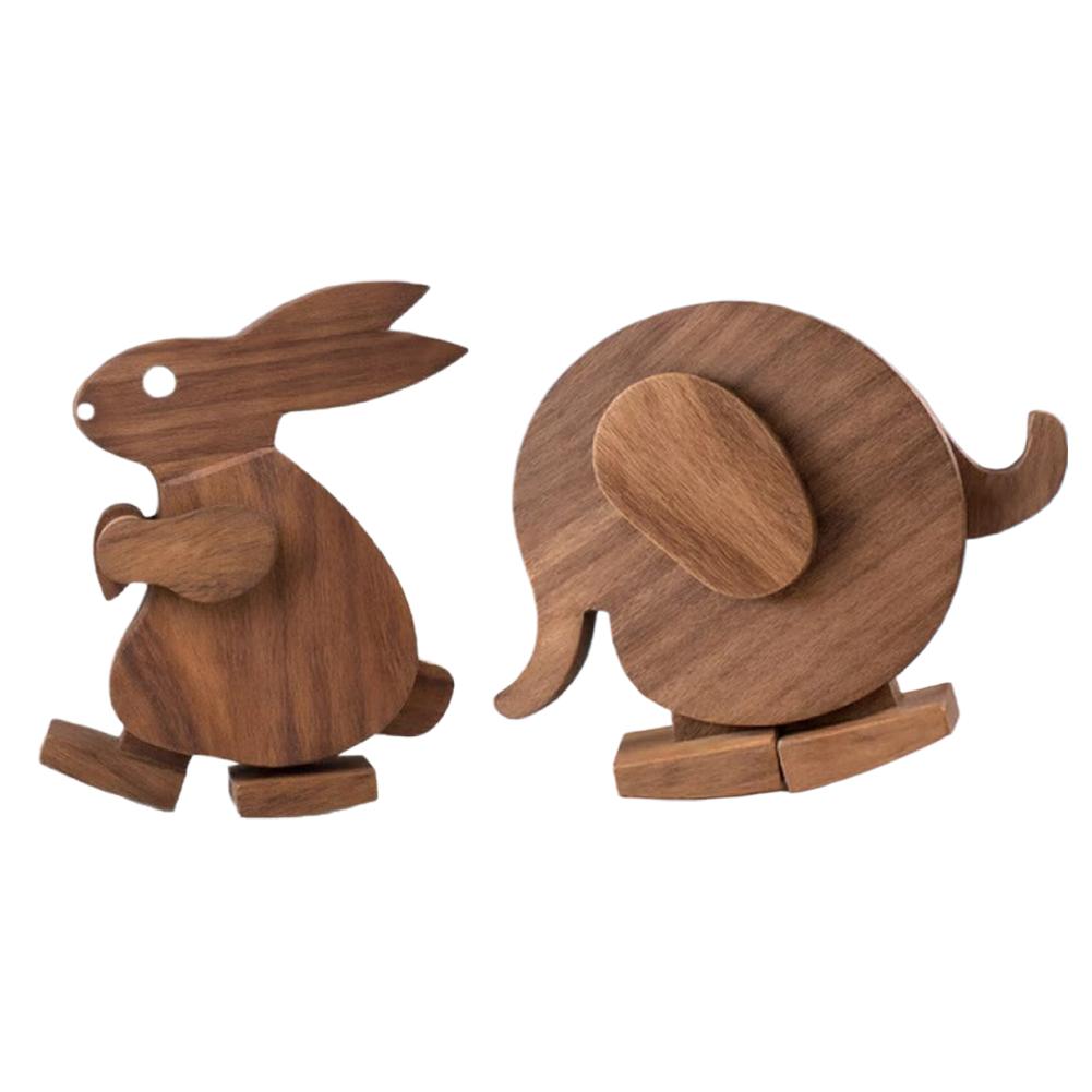 Woodworking Rabbet - 2Pcs Scandinavian Walking Wooden Animals Set