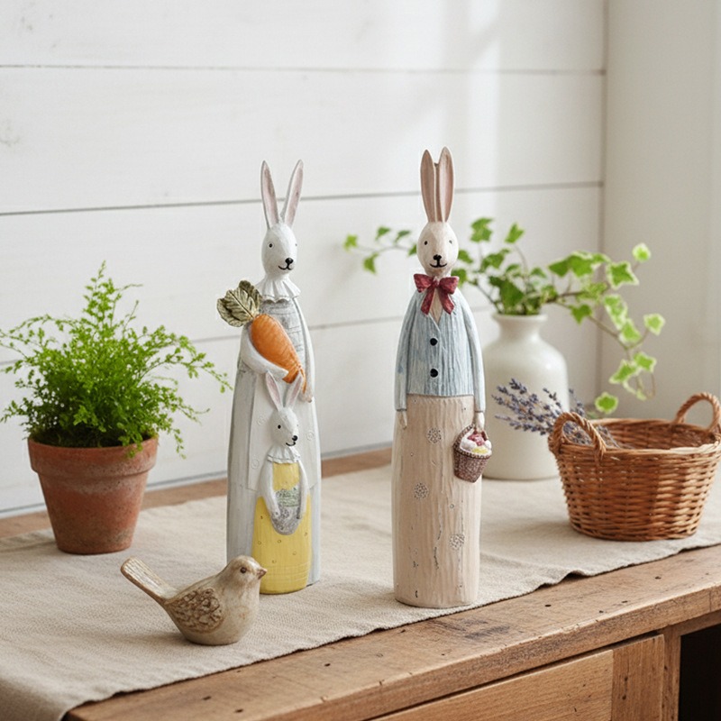 Wood Grain Resin Bunny Couple  - đánh giá và giá Woodworking Rabbet