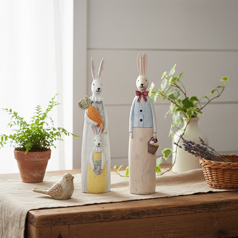 Wood Grain Resin Bunny Couple  - đánh giá và giá Woodworking Rabbet