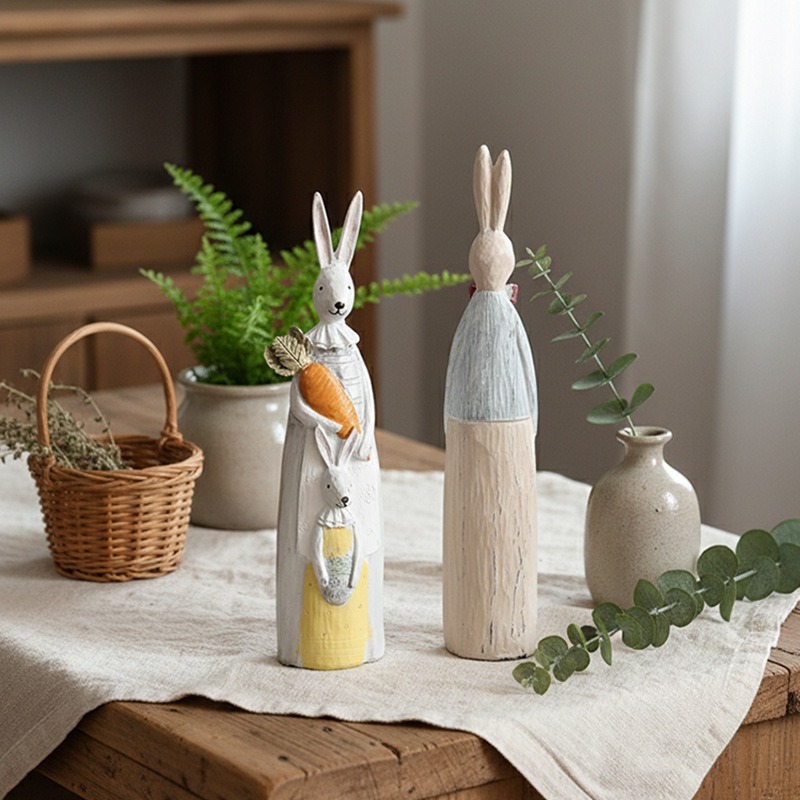 Wood Grain Resin Bunny Couple  - đánh giá và giá Woodworking Rabbet