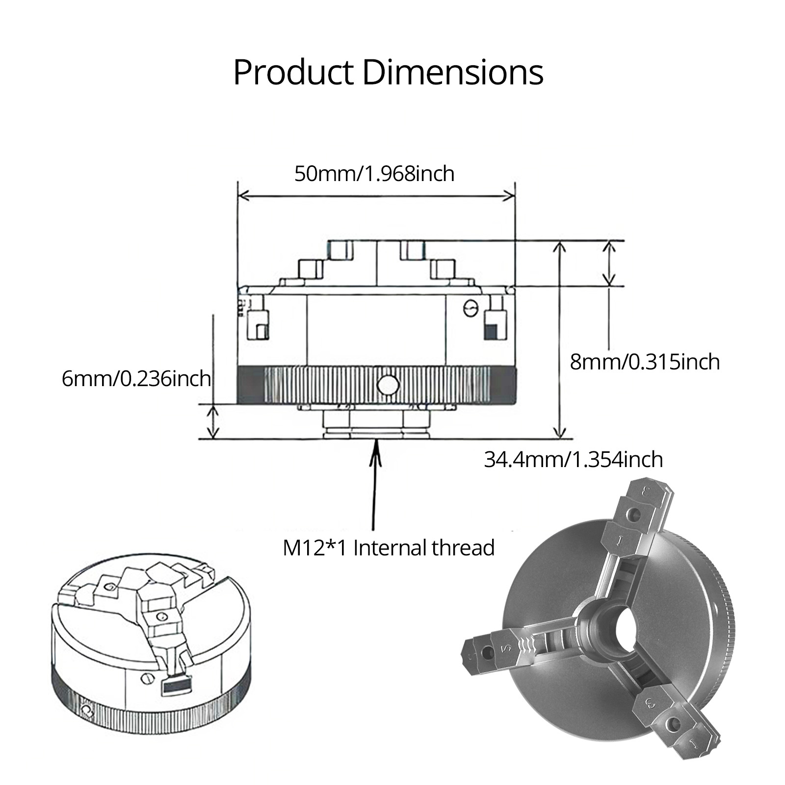 50mm 3-Jaw Self-Centering Lath - đánh giá và giá Woodworking Lathe Chuck