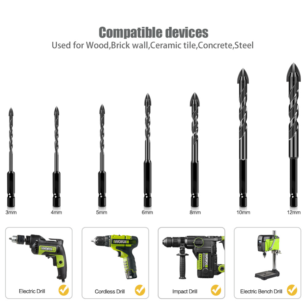 Hex Shank 4-Cutter Cross Tile  - đánh giá và giá Woodworking Drill Bits
