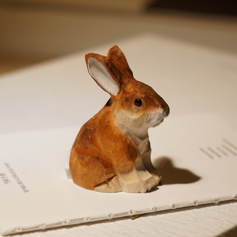 1PC Seated Bunny Hand Carved W - đánh giá và giá Woodworking Rabbet